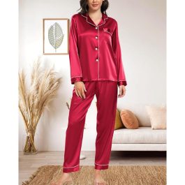 Luxurious Satin Silk Button Down Night Suit for Women Comfortable and Stylish Lounge Wear Sleepwear